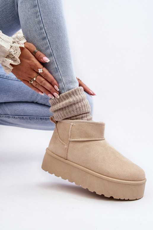 Women's Suede Snow Boots on Platform Light Beige Corcoran Women's Suede Snow Boots on Platform Light Beige Corcoran