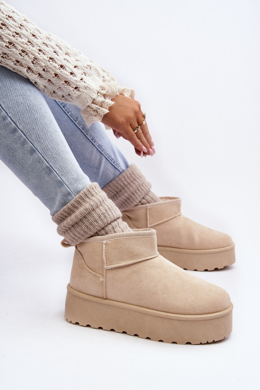 Women's Suede Snow Boots on Platform Light Beige Corcoran Women's Suede Snow Boots on Platform Light Beige Corcoran