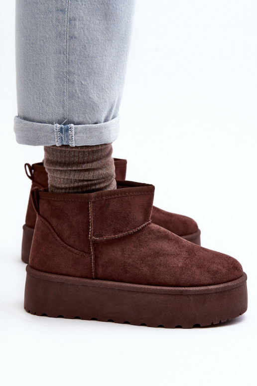 Suede Platform Snow Boots Brown Corcoran