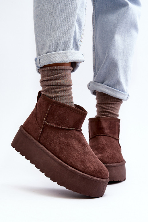 Suede Platform Snow Boots Brown Corcoran