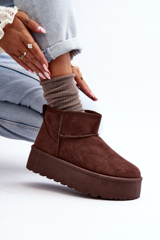 Suede Platform Snow Boots Brown Corcoran