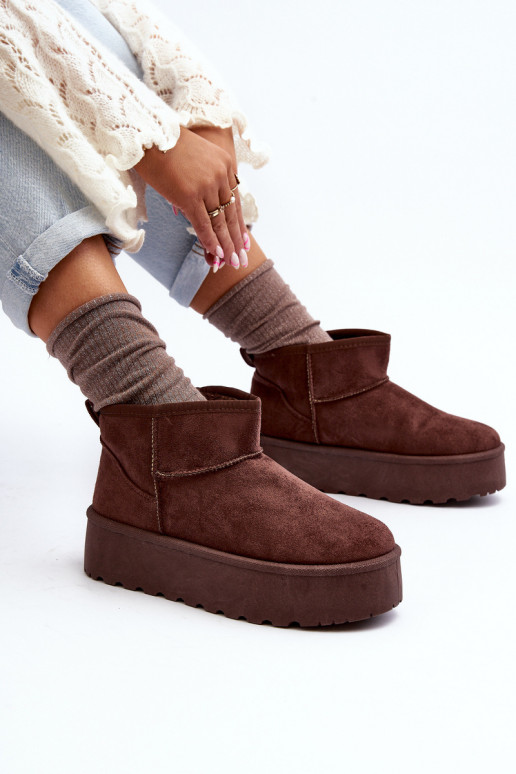 Suede Platform Snow Boots Brown Corcoran