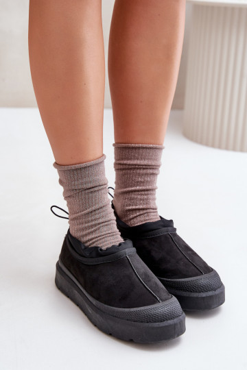 Śniegowce Damskie Na PlatformiewithNiską Cholewką Czarne Izamine