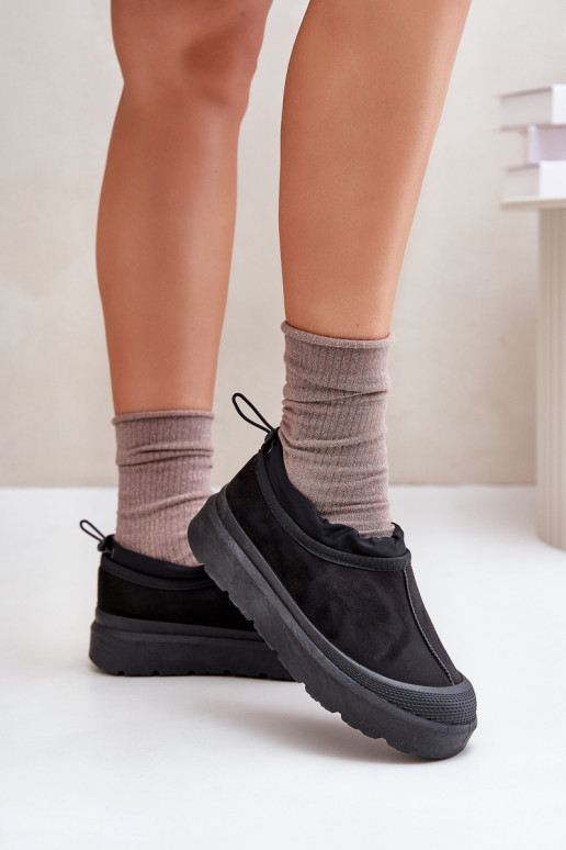 Womens Snow Boots On Platform With Low Shaft Black Izamine
