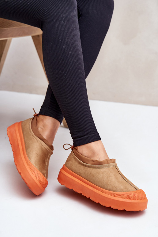 Women's Snow Boots On Platform With Low Shaft Camel Izamine Women's Snow Boots On Platform With Low Shaft Camel Izamine