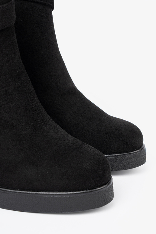 of suede boots black Inith an elegant buckle