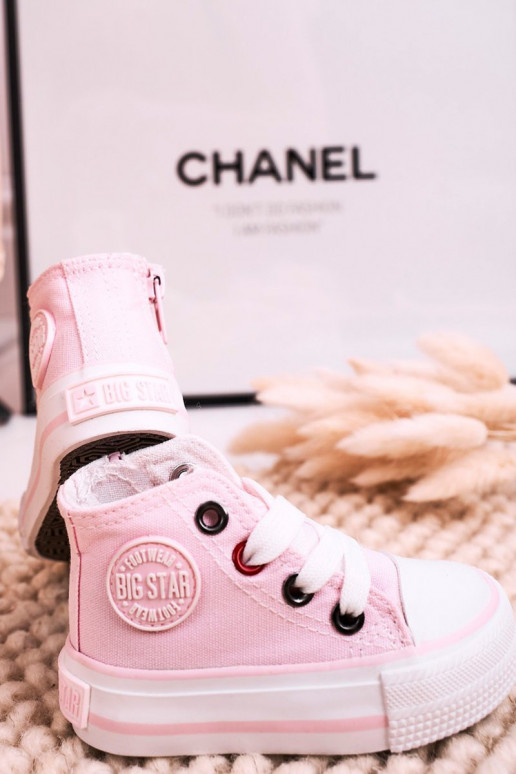 Children's High Sneakers With A Zipper BIG STAR HH374191 Pink