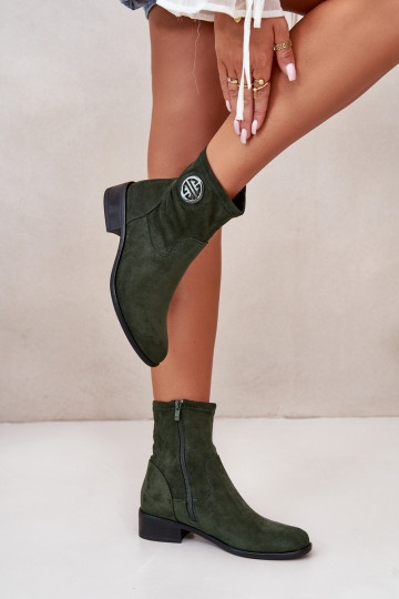 Women's Boots With Zip And Decorative Detail Eco Suede Green Lerioria 2