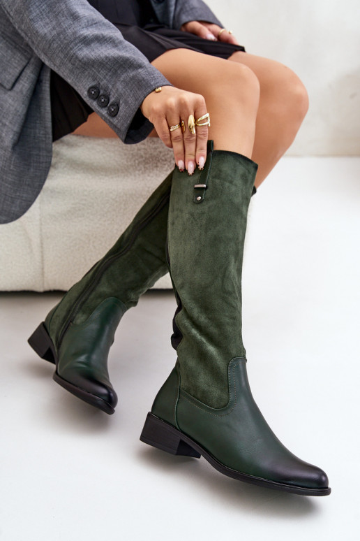Women's Insulated Knee High Boots With Zipper Green Ivasira Women's Insulated Knee High Boots With Zipper Green Ivasira
