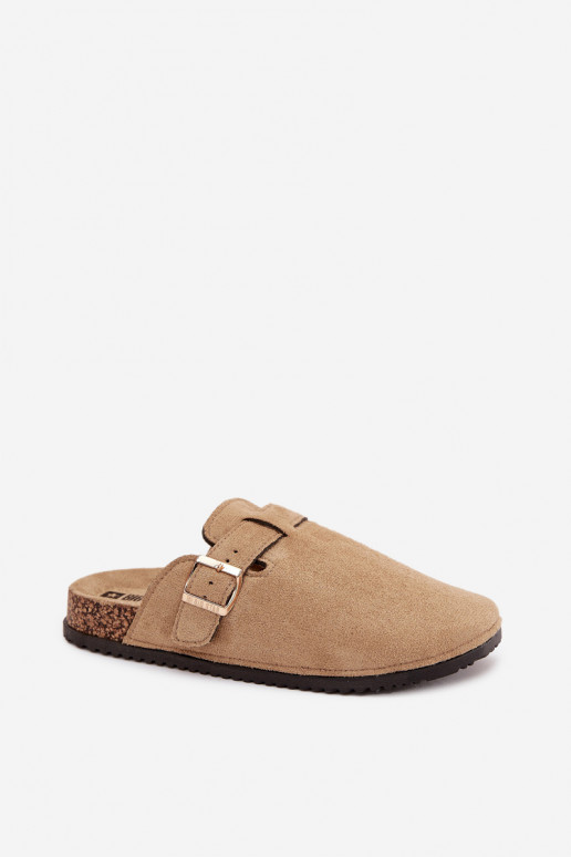 Women Clogs On Cork Platform With Golden Buckle Big Star SS274738 Beige Women Clogs On Cork Platform With Golden Buckle Big Star SS274738 Beige