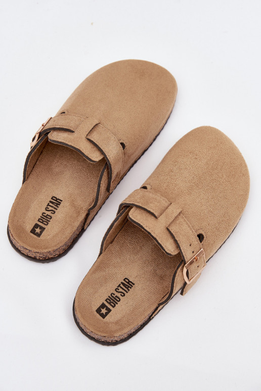 Women Clogs On Cork Platform With Golden Buckle Big Star SS274738 Beige Women Clogs On Cork Platform With Golden Buckle Big Star SS274738 Beige