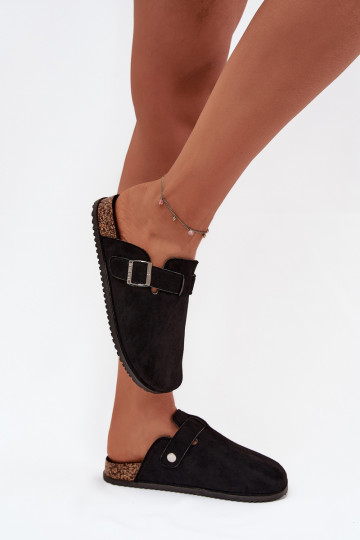 Women's Clogs On Cork Platform Silver Buckle Big Star SS274736 Black