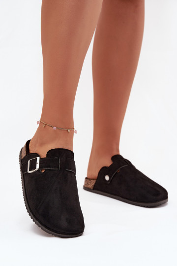 Women's Clogs On Cork Platform Silver Buckle Big Star SS274736 Black 2