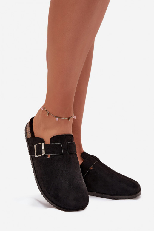 Women's Clogs On Cork Platform Silver Buckle Big Star SS274736 Black