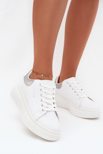 Sneakersy Damskie Na Platformie Big Star SS274245 Biało-Srebrne 2