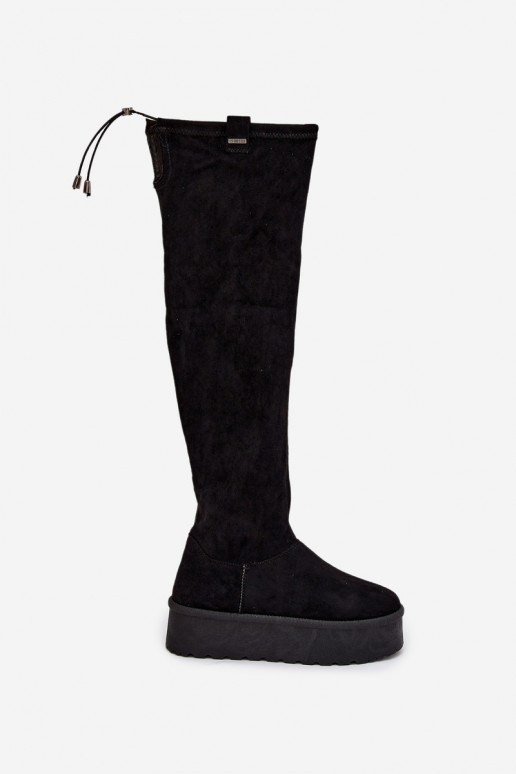 Womens Platform Knee High Boots Big Star SS274264 Black