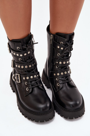 Insulated Work Boots With Straps And Buckles Big Star OO274707 Black