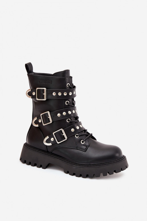 Insulated Work Boots With Straps And Buckles Big Star OO274707 Black Insulated Work Boots With Straps And Buckles Big Star OO274707 Black