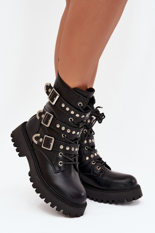 Insulated Work Boots With Straps And Buckles Big Star OO274707 Black Insulated Work Boots With Straps And Buckles Big Star OO274707 Black