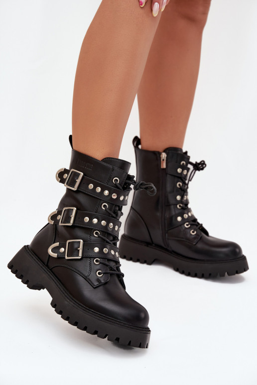 Insulated Work Boots With Straps And Buckles Big Star OO274707 Black Insulated Work Boots With Straps And Buckles Big Star OO274707 Black