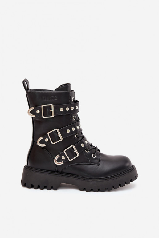 Insulated Work Boots With Straps And Buckles Big Star OO274707 Black Insulated Work Boots With Straps And Buckles Big Star OO274707 Black
