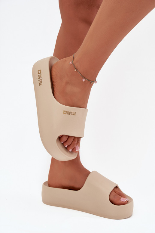 Women's Foam Slippers On Massive Platform Big Star SS274722 Beige