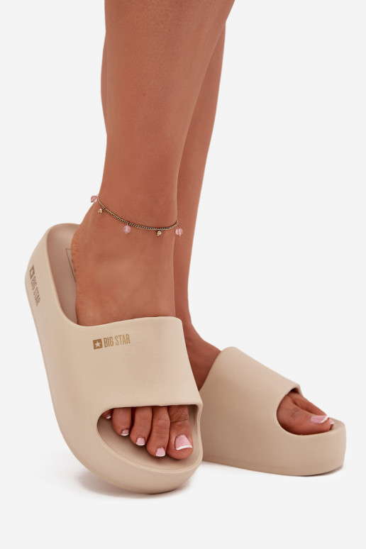 Women's Foam Slippers On Massive Platform Big Star SS274722 Beige