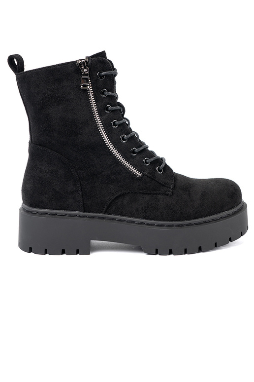 Trapery damskie czarne z zamszowym wykończeniem