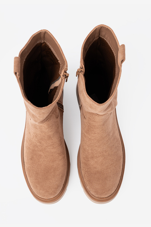 Minimalistyczne boots kameloIne z miękkiego zamszu