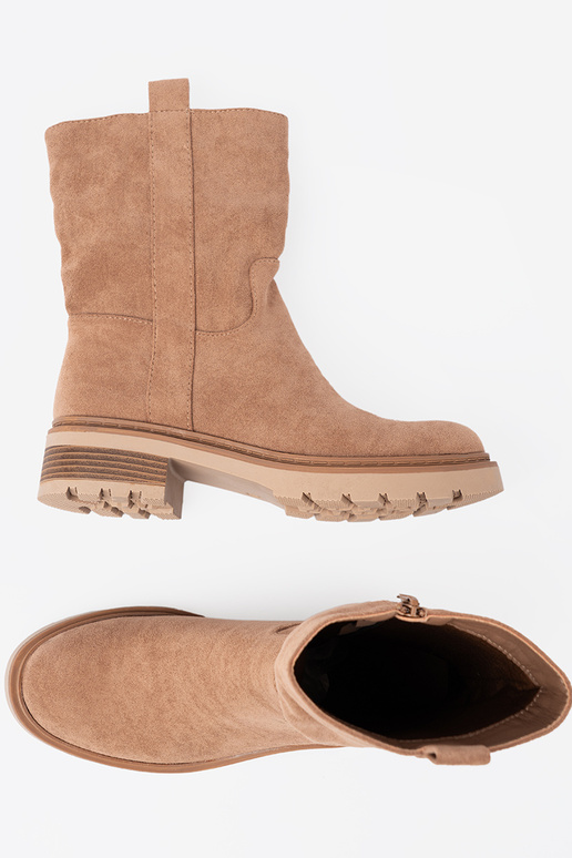 Minimalistyczne boots kameloIne z miękkiego zamszu