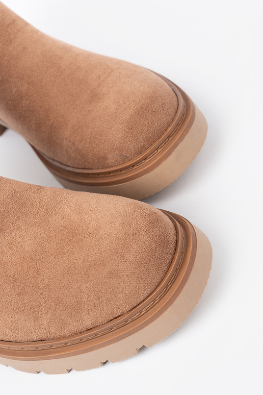 Minimalistyczne boots kameloIne z miękkiego zamszu