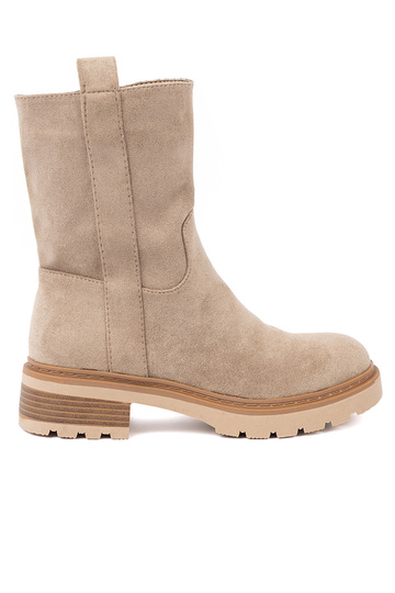 Minimalistyczne boots beige z miękkiego zamszu 2
