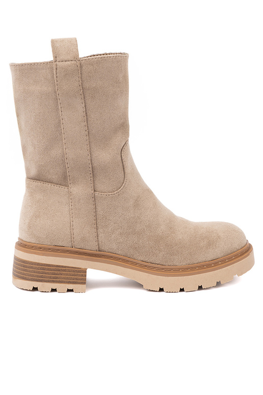 Minimalistyczne boots beige z miękkiego zamszu