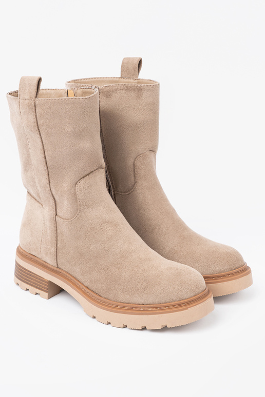Minimalistyczne boots beige z miękkiego zamszu