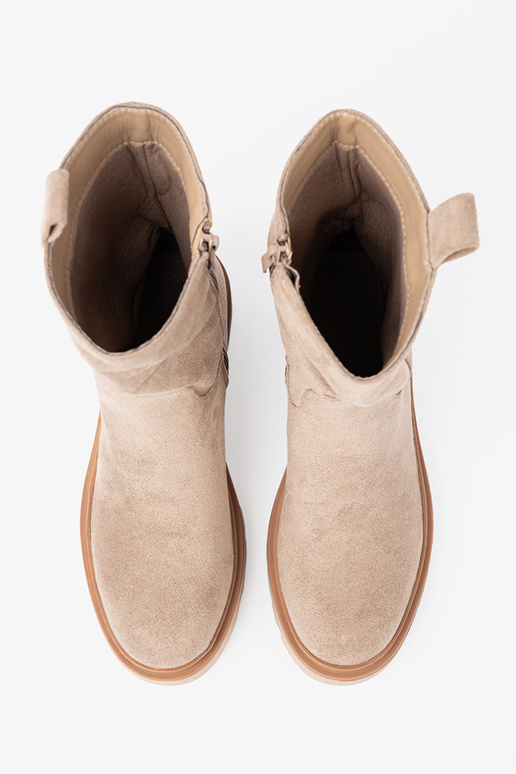 Minimalistyczne boots beige z miękkiego zamszu