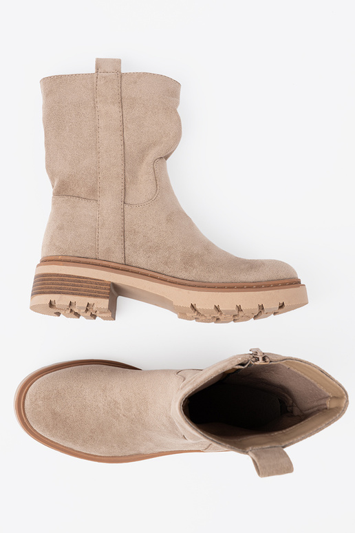 Minimalistyczne boots beige z miękkiego zamszu