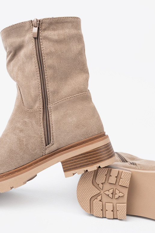 Minimalistyczne boots beige z miękkiego zamszu