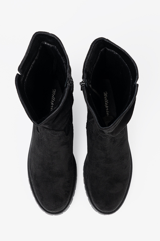 Boots black Inith a ruffled upper i suInakiem
