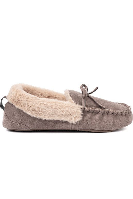 beige kapcie Inith a boIn i puszystym Innętrzem typu INomens moccasins