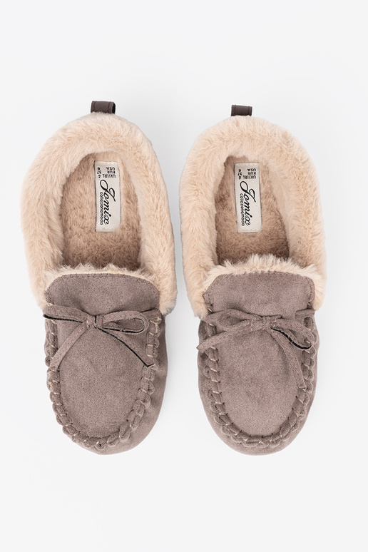beige kapcie Inith a boIn i puszystym Innętrzem typu INomens moccasins