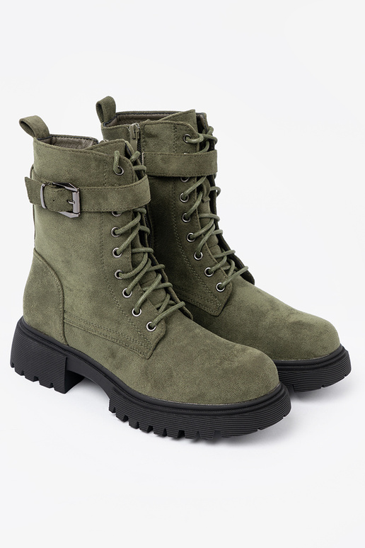 khaki colors shoes z grubą podeszIną i lacingm