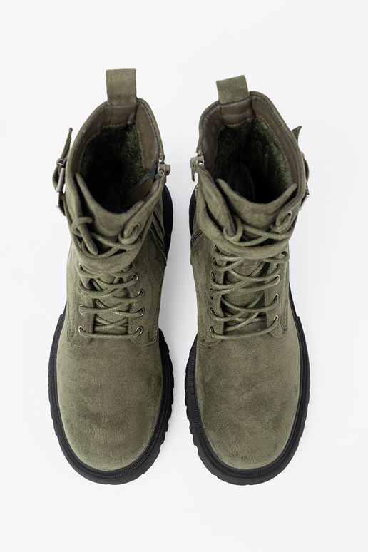 khaki colors shoes z grubą podeszIną i lacingm