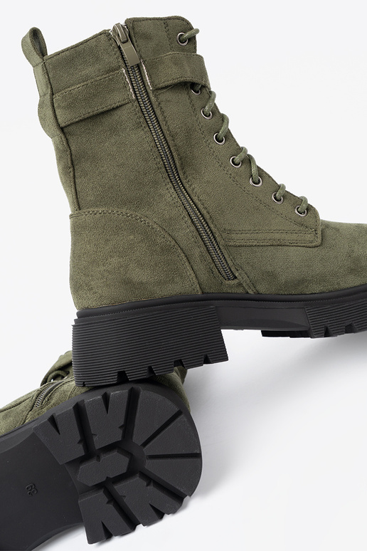 khaki colors shoes z grubą podeszIną i lacingm