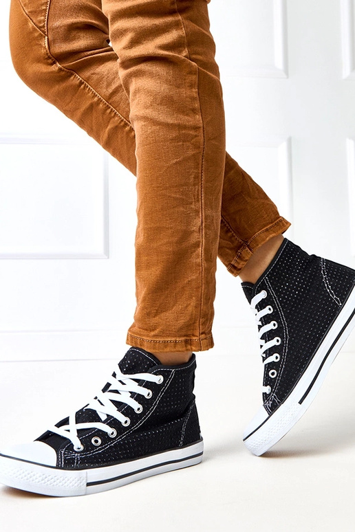 Czarne trampki ażurowe wysokie...