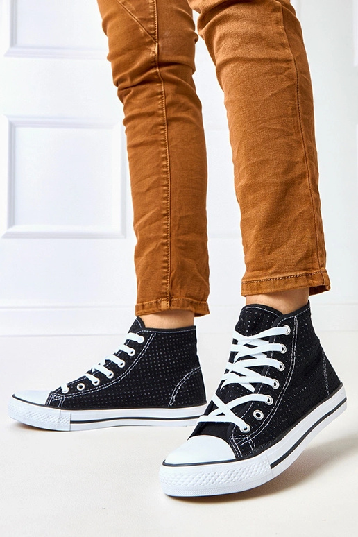 Czarne trampki ażurowe wysokie...