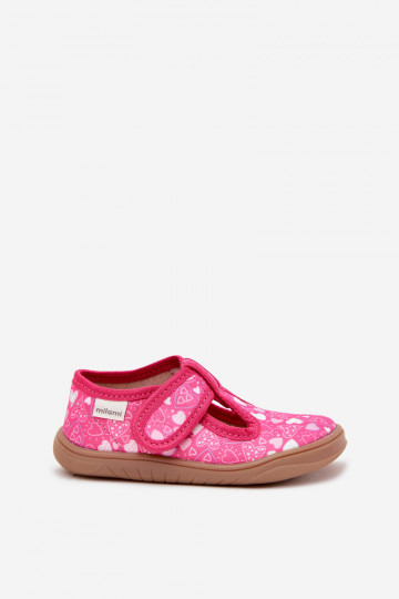 Barefoot Slippers Girls With Hearts On Velcro Milami Fuchsia Talirae 2