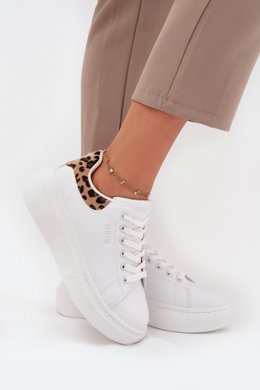 Womens Platform Sneakers Big Star SS274247 White Panther