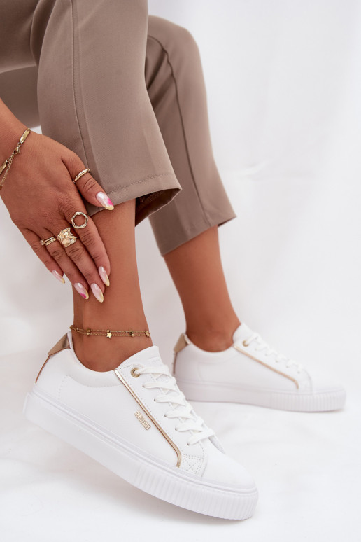 Women's Sneakers Made Of Eco Leather Big Star SS274026 White-Gold