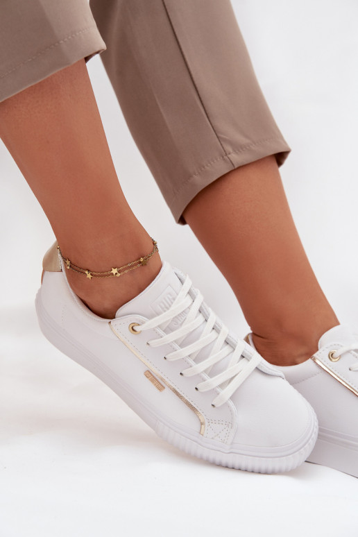 Damskie SneakersywithEko Skóry Big Star SS274026 Biało-Złote