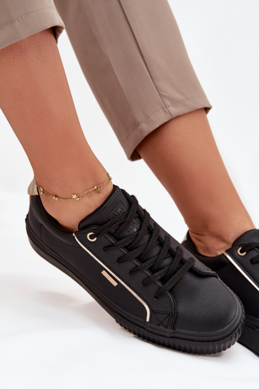 Damskie SneakersywithEko Skóry Big Star SS274025 Czarno-Złote